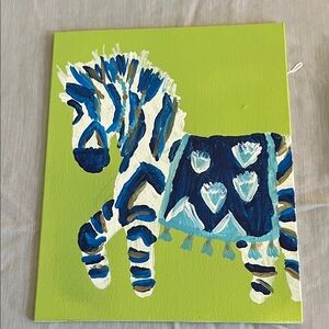 Blue and White Zebra Canvas Art NWOT